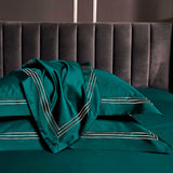 Leila Green Embroidered Edge Egyptian Cotton Duvet Cover Set