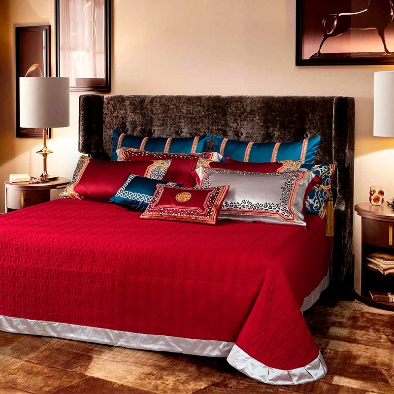 Emma Embroidered Jacquard Satin Duvet Cover Set