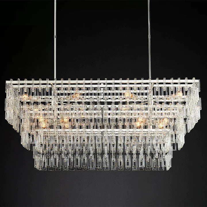 Radok 3 Tier Crystal Rectangular Chandelier 60"