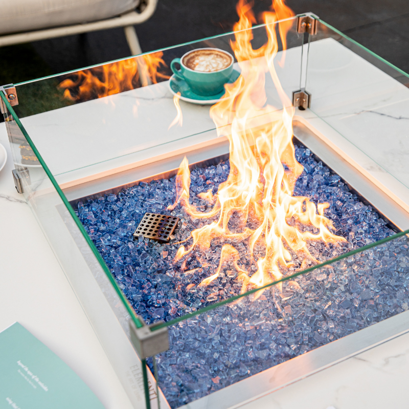 Elementi Plus - Bianco Square Marble Fire Pit Table - OFP103BW