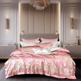 Esana Pink Embroidery Egyptian Cotton Duvet Cover Set