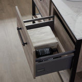 Murcia Vanity in Mexican Oak with White Composite Grain Stone Countertop and Ceramic Vessel Sink