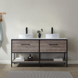 Vinnova Murcia Vanity in Mexican Oak with White Composite Grain Stone Countertop