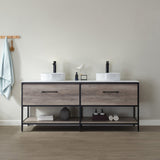 Murcia Vanity in Mexican Oak with White Composite Grain Stone Countertop and Ceramic Vessel Sink