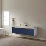 Alicante 72" Double Vanity in Classic Blue with White Sintered Stone Countertop and Undermount Sink