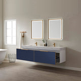 Alicante 72" Double Vanity in Classic Blue with White Sintered Stone Countertop and Undermount Sink