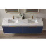 Alicante 72" Double Vanity in Classic Blue with White Sintered Stone Countertop and Undermount Sink