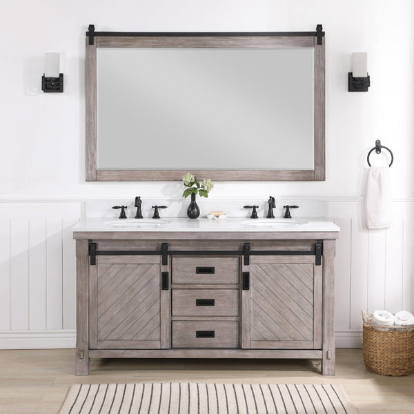 Cortes 60" Double Sink Bath Vanity in Classical Grey with White Composite Countertop