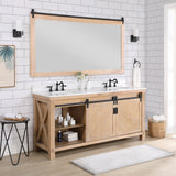 Cortes 72" Double Sink Bath Vanity in Weathered Pine with White Composite Countertop