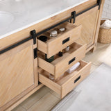 Cortes 72" Double Sink Bath Vanity in Weathered Pine with White Composite Countertop