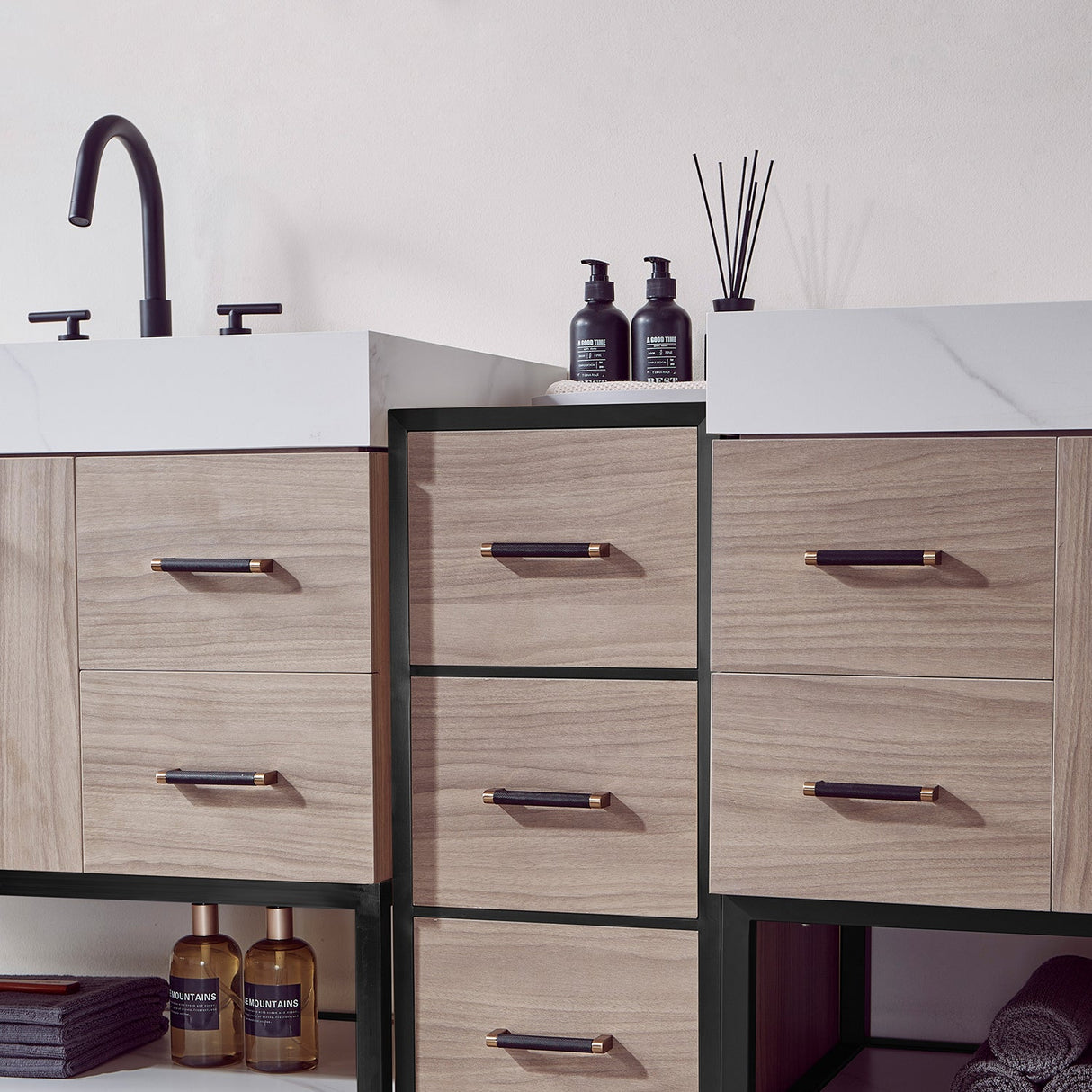 Toledo 18" Single Sink Bath Vanity in Light Walnut with White Composite Integral Square Sink Top