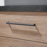 Trento 60" Double Vanity in North American Oak with Black Sintered Stone Top with Rectangular Concrete Sink