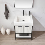 Marcilla 24" Single Sink Bath Vanity in White with One-Piece Composite Stone Sink Top