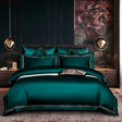 Leila Green Embroidered Edge Egyptian Cotton Duvet Cover Set Duvet Cover Set - Venetto Design Double / Flat Sheet / 4 Pieces Venettodesign.com