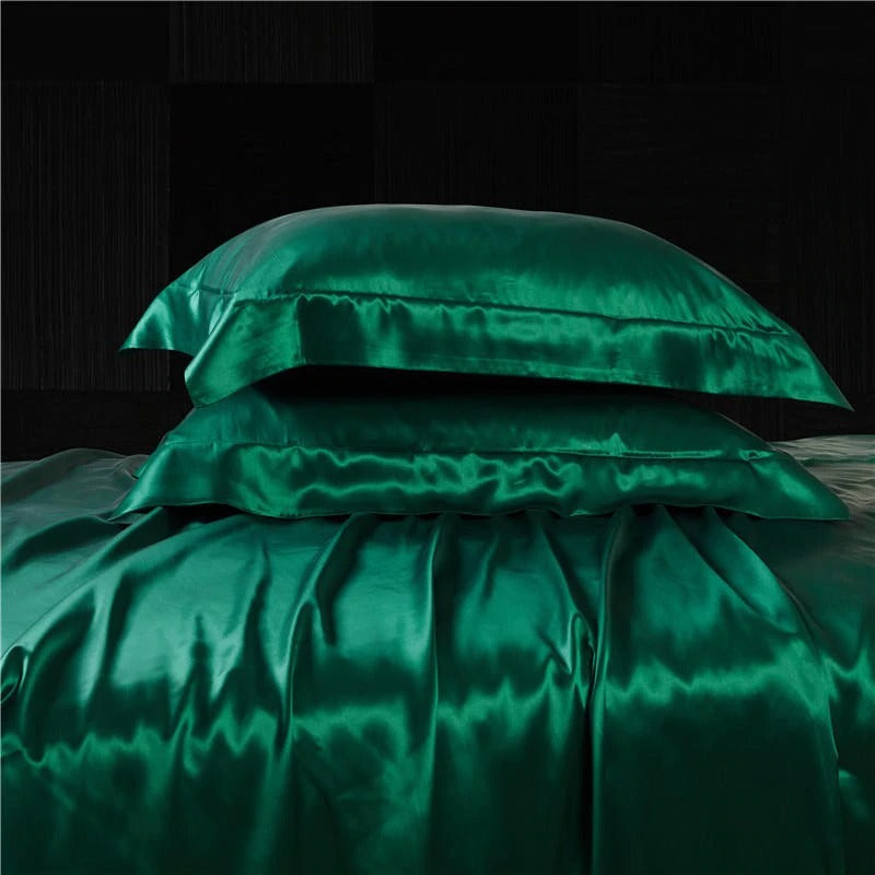 Eloise Emerald Green Luxury Pure Mulberry Silk Bedding Set