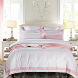 Degella Pink Stripe Egyptian Cotton Luxury White Duvet Cover Set Duvet Cover Set - Point Design Queen / Flat Sheet / 4 Pieces pointdsgn.com