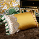 Caroline Green Embroidered Jacquard Satin Duvet Cover Set