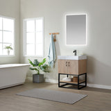 Alistair 24B" Single Vanity in North American Oak with White Grain Stone Countertop