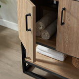 Alistair 24B" Single Vanity in North American Oak with White Grain Stone Countertop