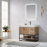 Alistair 36B" Single Vanity in North American Oak with White Grain Stone Countertop