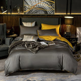 Shemir Grey Gold Reversible Egyptian Cotton Duvet Cover Set Duvet Cover Set - Venetto Design Twin / Flat Sheet Venettodesign.com