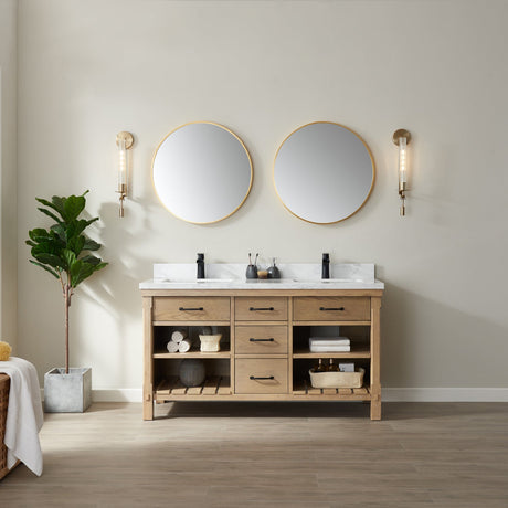 Vinnova Valencia Vanity in White with White Composite Grain Stone Countertop