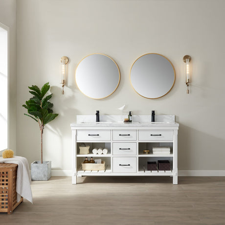 Vinnova Valencia Vanity in White with White Composite Grain Stone Countertop