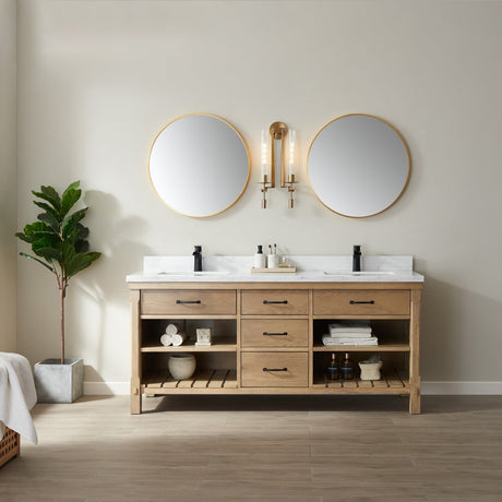 Vinnova Valencia Vanity in White with White Composite Grain Stone Countertop