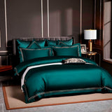 Leila Green Embroidered Edge Egyptian Cotton Duvet Cover Set