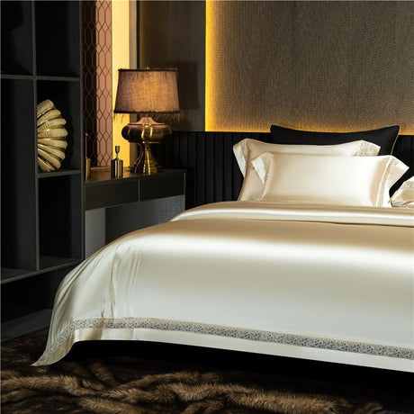 Willa Gold Modern Satin Egyptian Cotton Duvet Cover Set