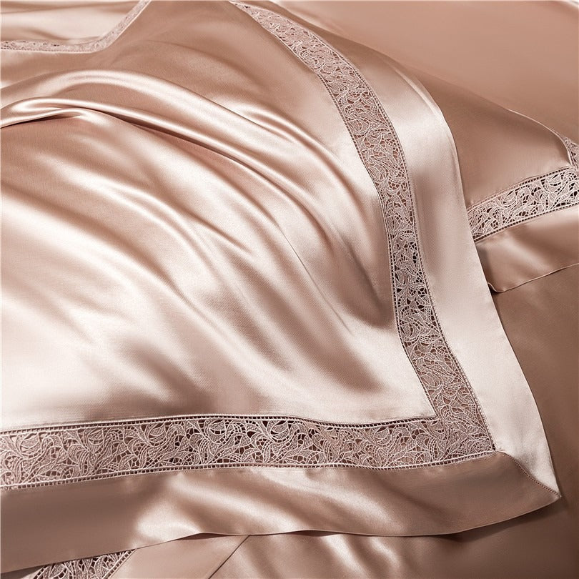 Willa Rose Gold Modern Satin Egyptian Cotton Duvet Cover Set