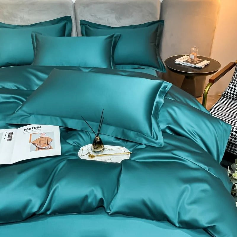 Neo Green Silky Cotton Duvet Cover Set