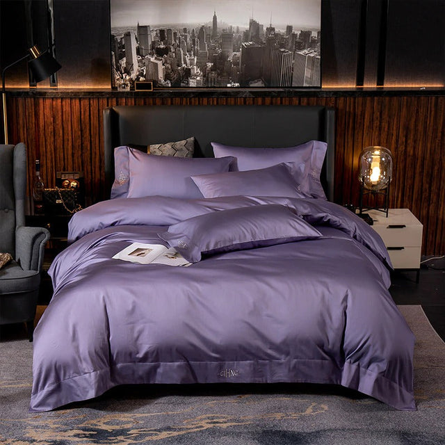 Lakibia Proudly Purple Silky Soft Egyptian Cotton Bedding Set Duvet Cover Set - Venetto Design Twin / Fitted Sheet / 4 Pieces Venettodesign.com