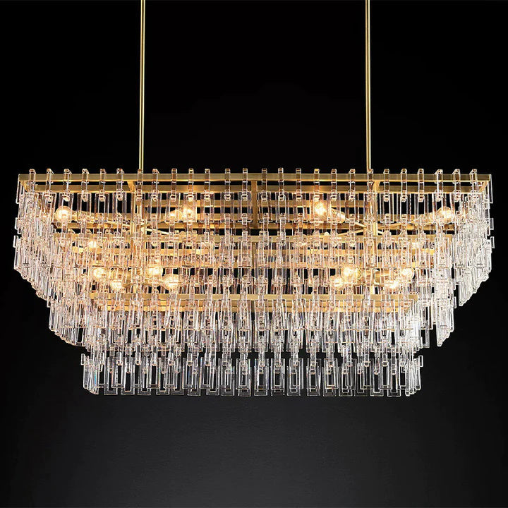 Radok 3 Tier Crystal Rectangular Chandelier 60"