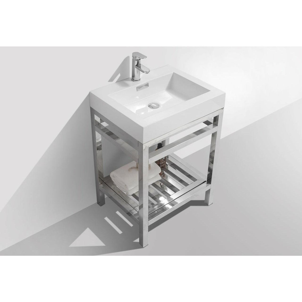 KubeBath Cisco Single Sink Stainless Steel Console with Acrylic Sink