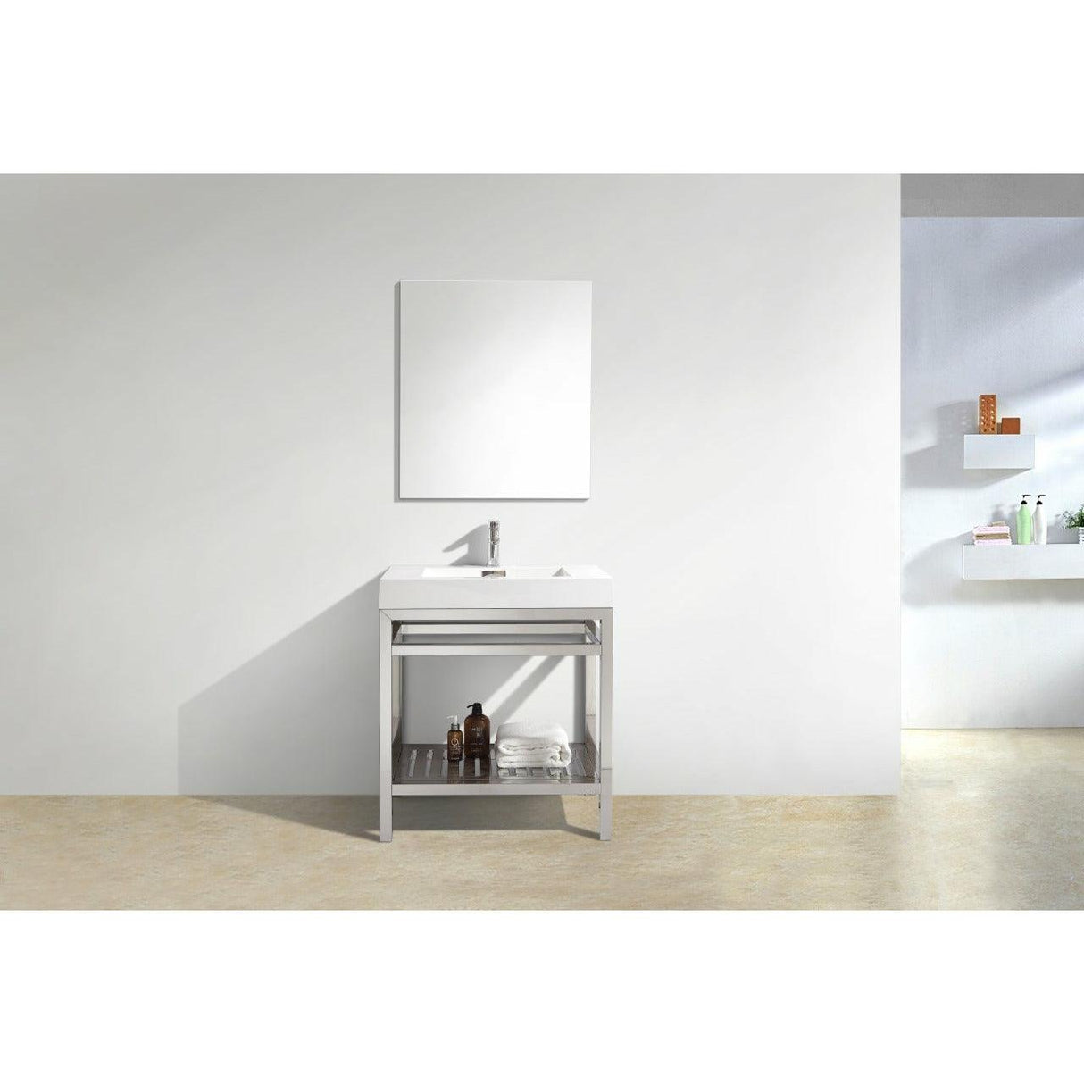 KubeBath Cisco Single Sink Stainless Steel Console with Acrylic Sink