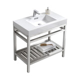 KubeBath Cisco Single Sink Stainless Steel Console with Acrylic Sink - Sea & Stone Bath