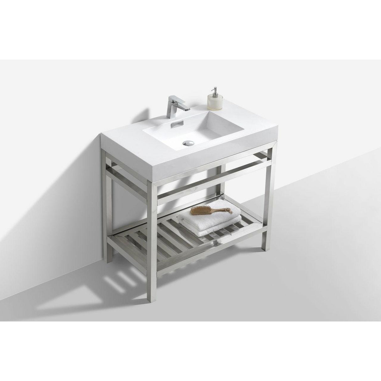 KubeBath Cisco Single Sink Stainless Steel Console with Acrylic Sink