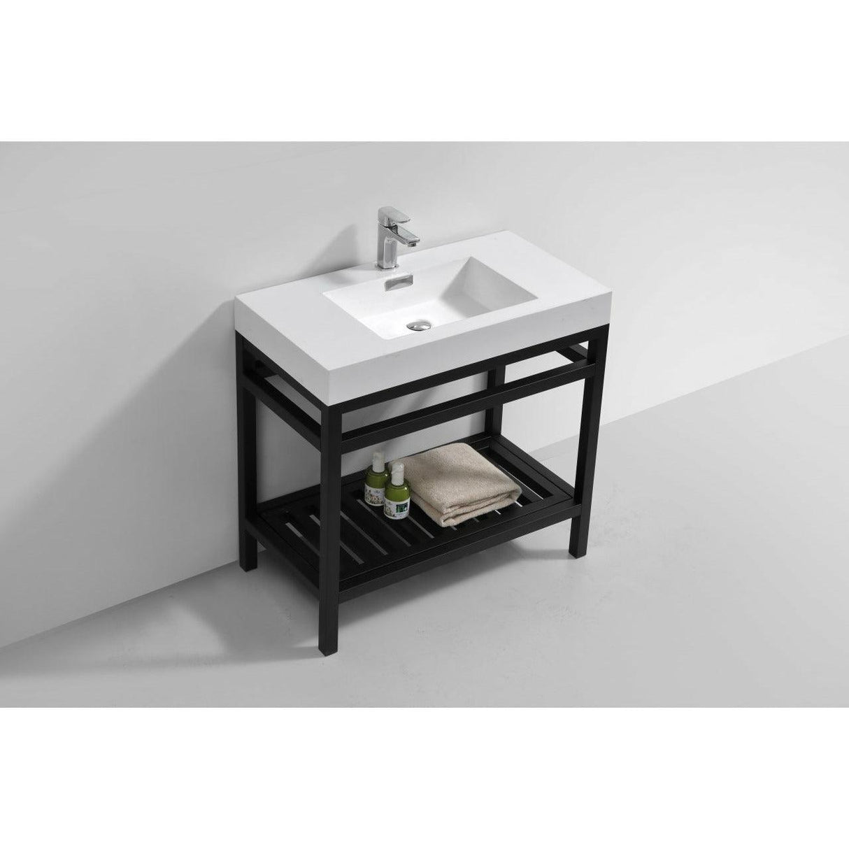 KubeBath Cisco Single Sink Stainless Steel Console with Acrylic Sink