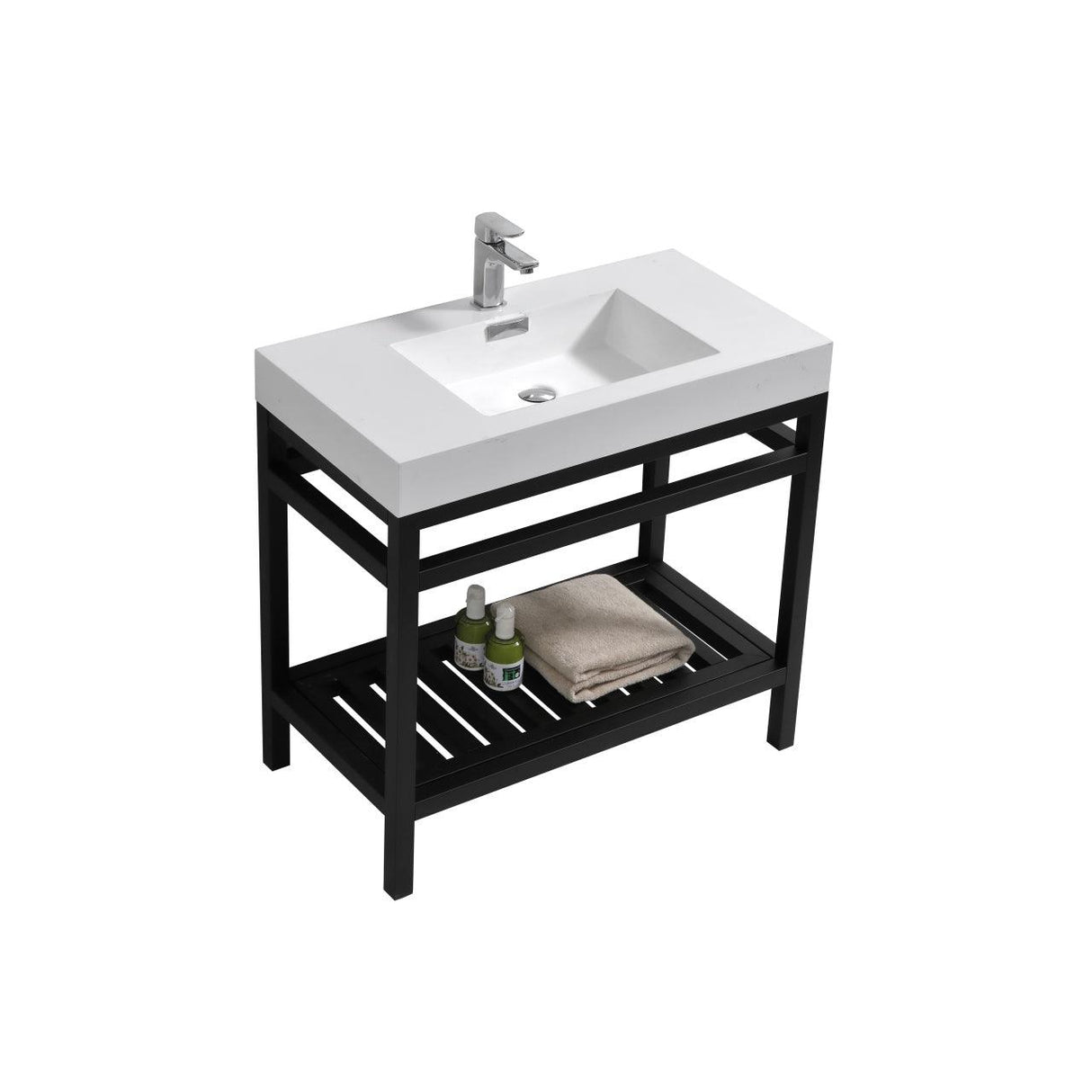 KubeBath Cisco Single Sink Stainless Steel Console with Acrylic Sink - Sea & Stone Bath