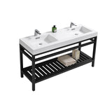 KubeBath Cisco Double Sink Stainless Steel Console with Acrylic Sink