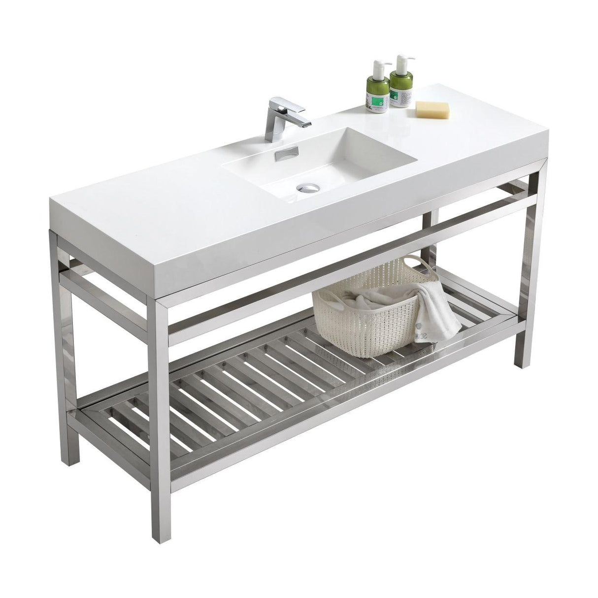 KubeBath Cisco Single Sink Stainless Steel Console with Acrylic Sink - Sea & Stone Bath