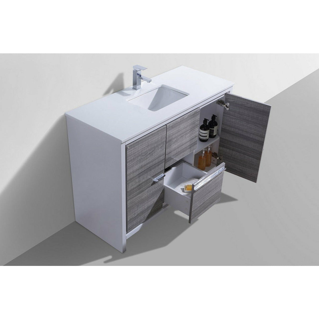 KubeBath Dolce Modern Single Bathroom Vanity with White Quartz Counter-Top