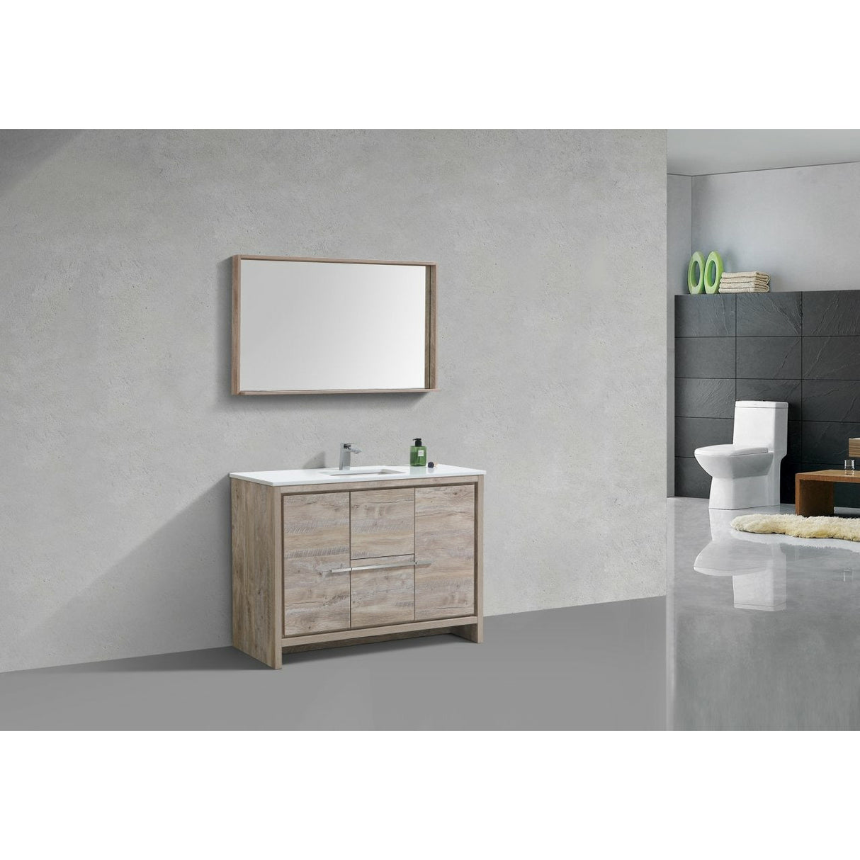 KubeBath Dolce Modern Single Bathroom Vanity with White Quartz Counter-Top