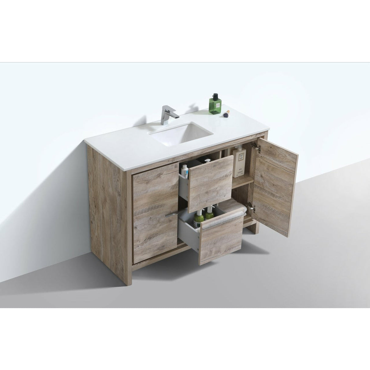 KubeBath Dolce Modern Single Bathroom Vanity with White Quartz Counter-Top