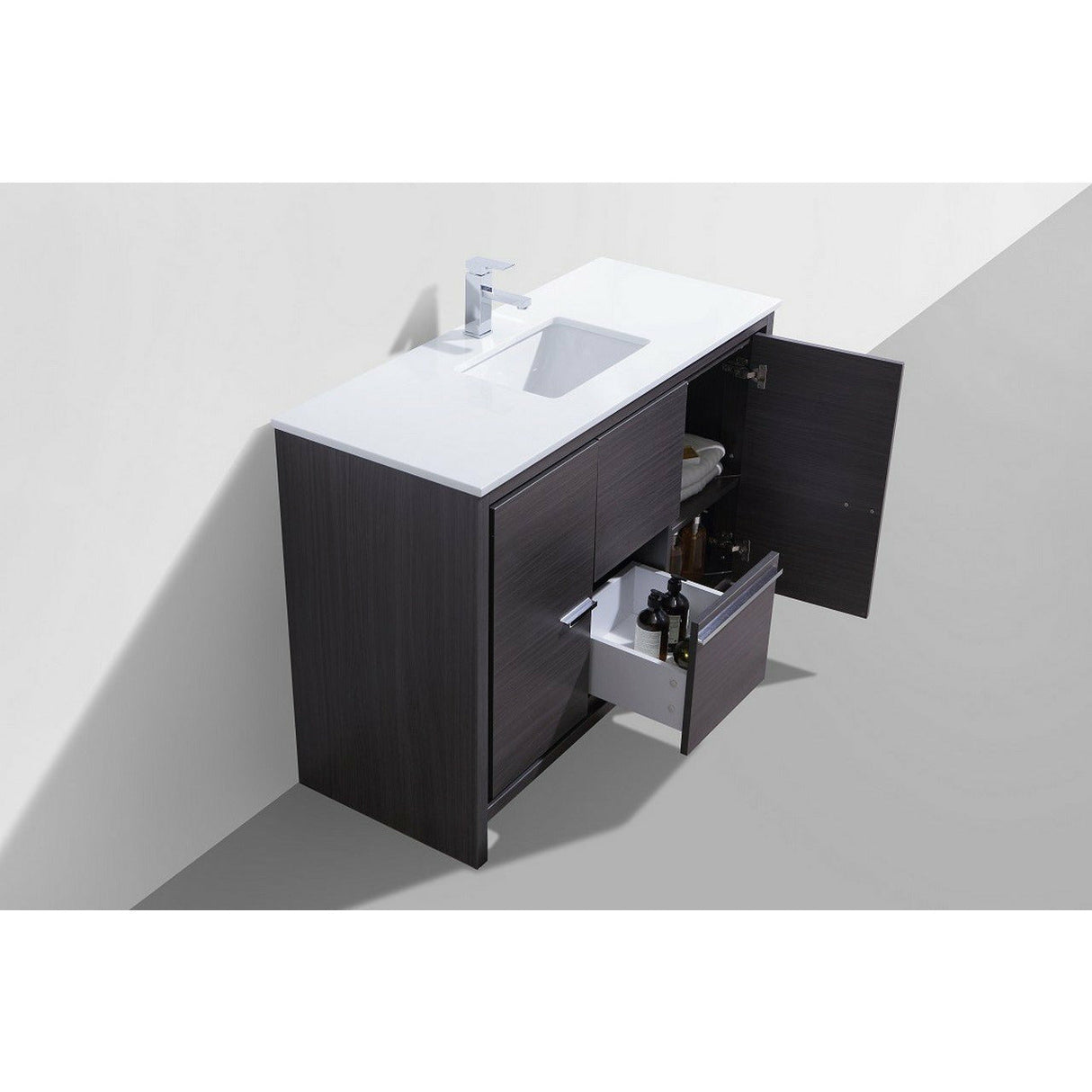 KubeBath Dolce Modern Single Bathroom Vanity with White Quartz Counter-Top