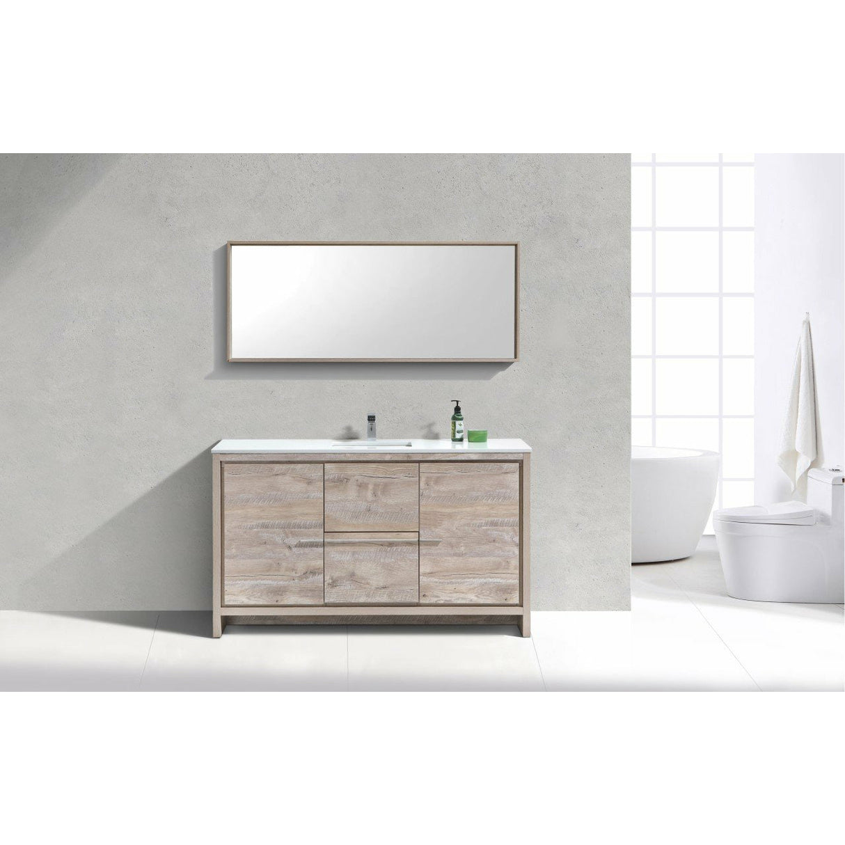 KubeBath Dolce Modern Single Bathroom Vanity with White Quartz Counter-Top