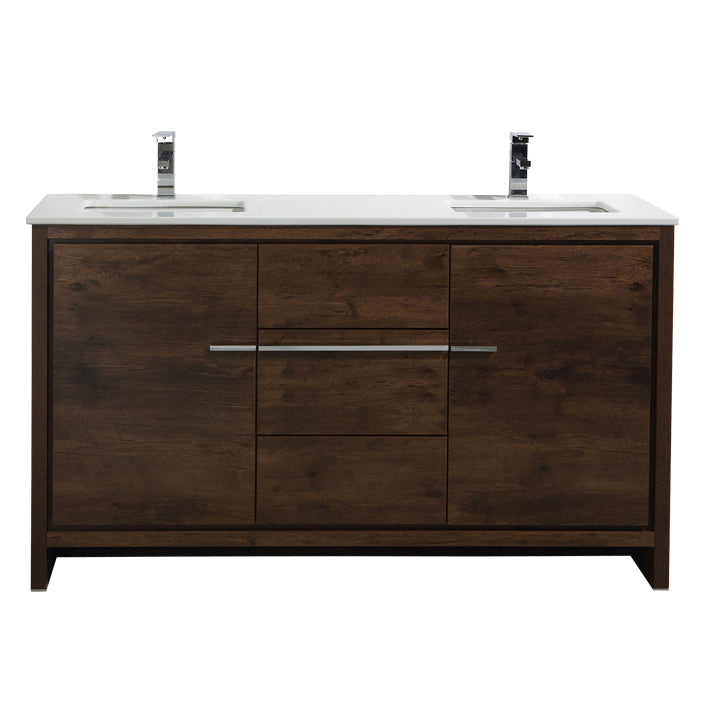 KubeBath Dolce Modern Single Bathroom Vanity with White Quartz Counter-Top