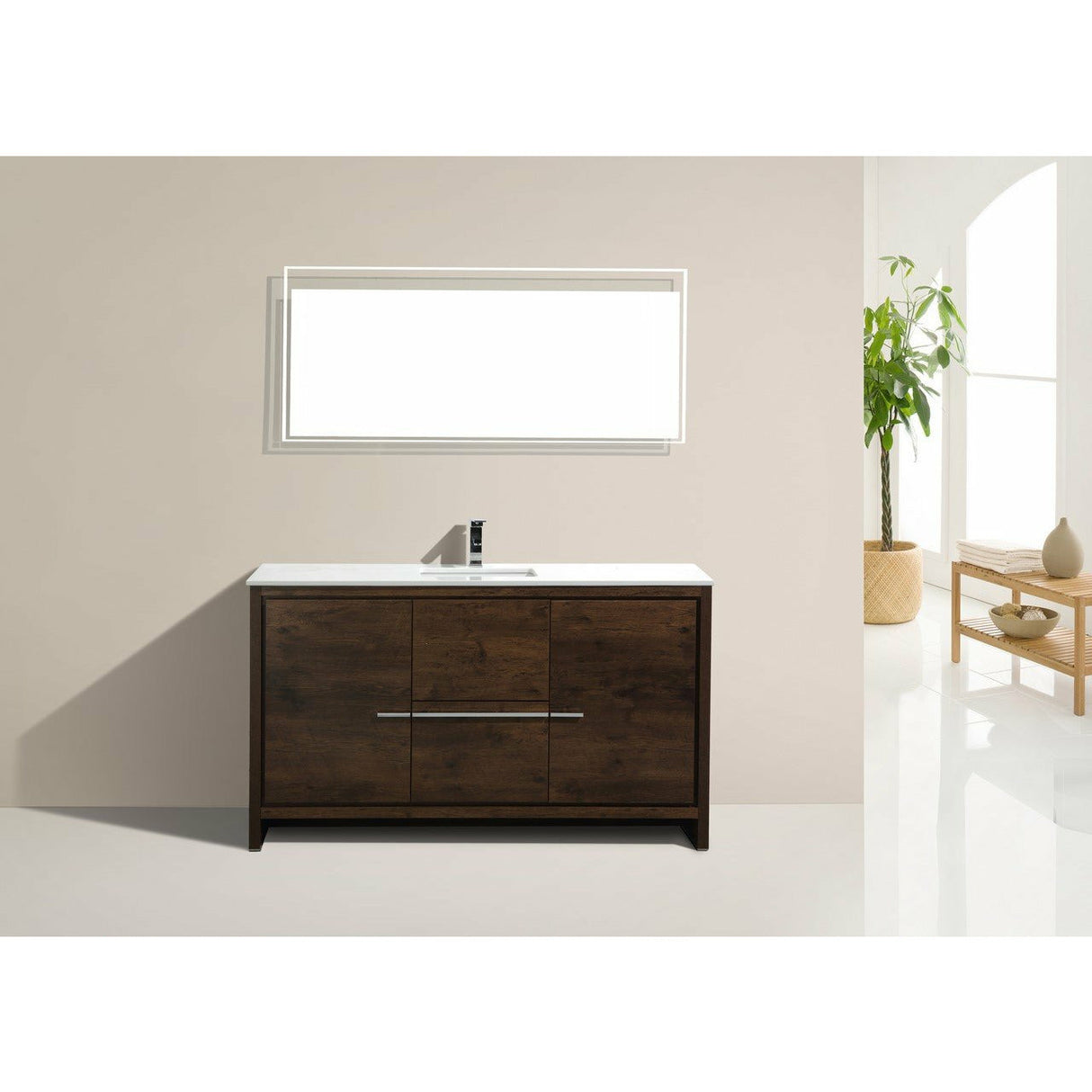 KubeBath Dolce Modern Single Bathroom Vanity with White Quartz Counter-Top