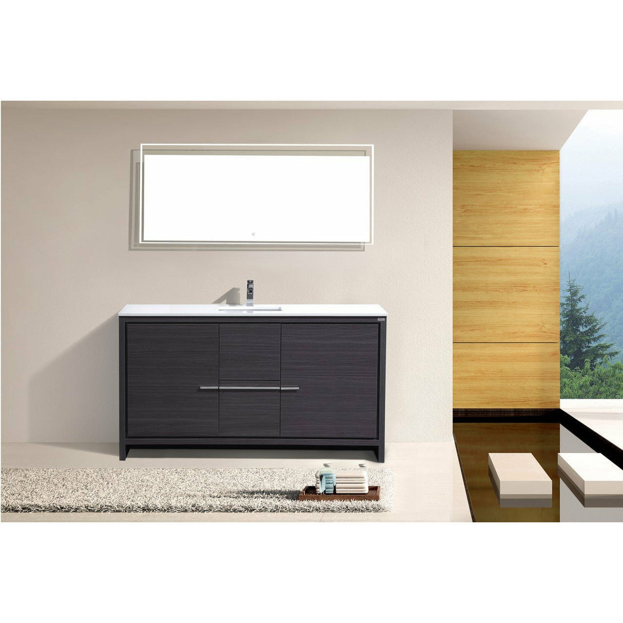 KubeBath Dolce Modern Single Bathroom Vanity with White Quartz Counter-Top